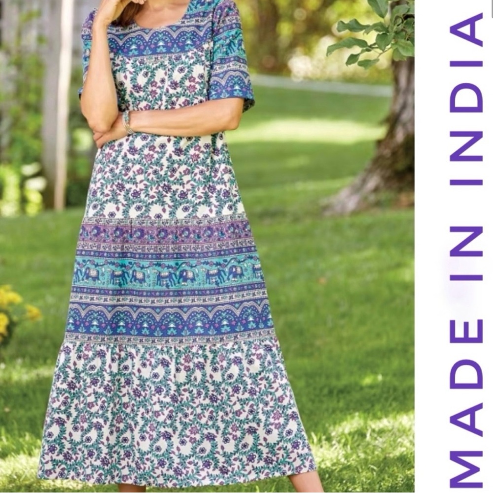 The Vermont Country Store Made In India Ankle Length Cotton Muumuu 2X (20W-22W)
